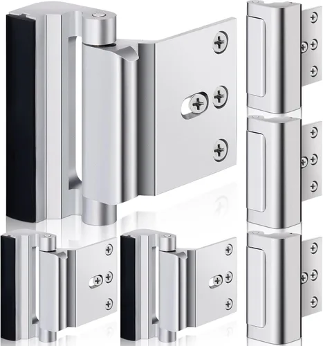 Paquete de 6 refuerzos de seguridad para puerta para el hogar con 48 tornillos a prueba de niños, cerraduras de puerta para cerradura interior para