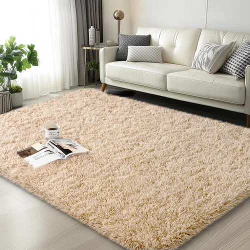 Miniatura 16 de Mugorn - Alfombra de 8 x 10 pies, alfombras grandes, esponjosas, suaves, peludas, antideslizantes, mullidas para interiores, color negro, 8 x 10 pies