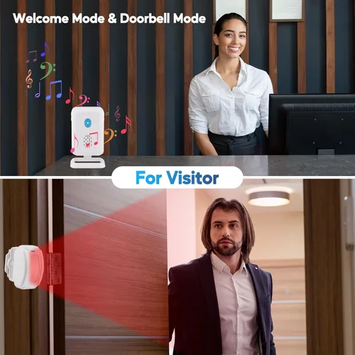 Miniatura 3 de Cruxer Timbre de puerta con sensor de movimiento para negocios al entrar en la puerta, sensor de movimiento, timbre de puerta interior para oficina