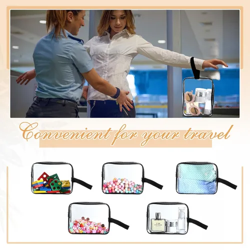 Miniatura 5 de Silkfly Clear Toiletry Bag PVC Travel Cosmetic Bag with Handle Strap Makeup Pouch with Zipper Summer Vacation Salon Graduation Gift End of the Year