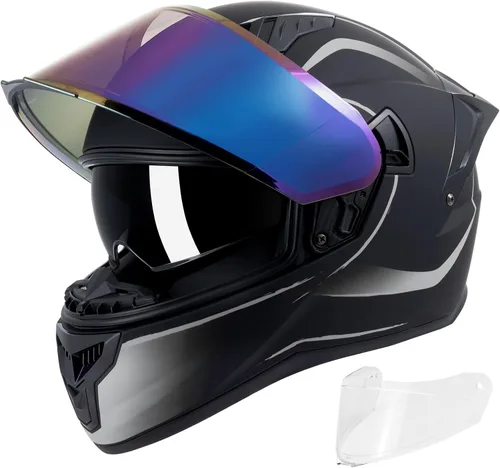 Miniatura 11 de Casco de motocicleta de cara completa para adultos, hombres y mujeres, casco de carreras aprobado por el DOT, casco de carreras de bicicleta
