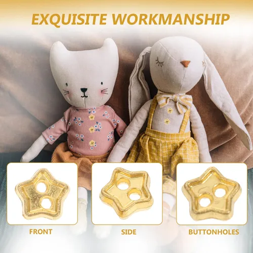 Miniatura 7 de 100 mini botones de estrella para manualidades, manualidades, muñecos de felpa rellenos, proyectos de álbumes de recortes, dorado, 100