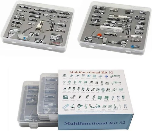 Miniatura 13 de Juego de 11 pies prensatelas para máquina de coser de vástago bajo a presión, cantante, hermano, Janome, Babylock, Kenmore, Euro-Pro, blanco, Juki