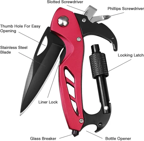 Miniatura 4 de FUNBRO Cuchillo multiherramienta (Rojo)