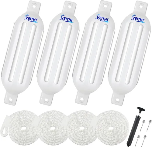 Miniatura 38 de Juego de 4 guardabarros para barco de 4.5/5.5/6.5/8.5/10/16 pulgadas, parachoques de vinilo con ojos gemelos acanalados, parachoques para barco