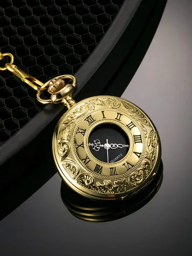 Miniatura 2 de Mudder - Reloj vintage de cuarzo para bolsillo con números romanos y cadena
