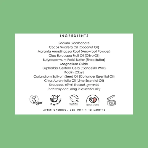 Miniatura 6 de The Natural Deodorant Co, Bálsamo desodorante activo cilantro y lima, 1.94 oz, sin aluminio, sin plástico, extra fuerte