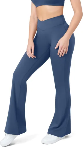 Miniatura 120 de HEGALY Pantalones de yoga acampanados para mujer, leggings cruzados, suaves, de cintura alta, pantalones casuales de entrenamiento con corte de bota