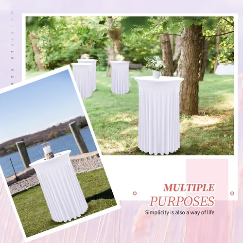 Miniatura 6 de 6 Paquetes de Faldas Redondas para Mesa de Cóctel de 32" x 43" Elastano Extensible Mantel de Cóctel con Cortinas Onduladas, Fundas de Mesa Alta