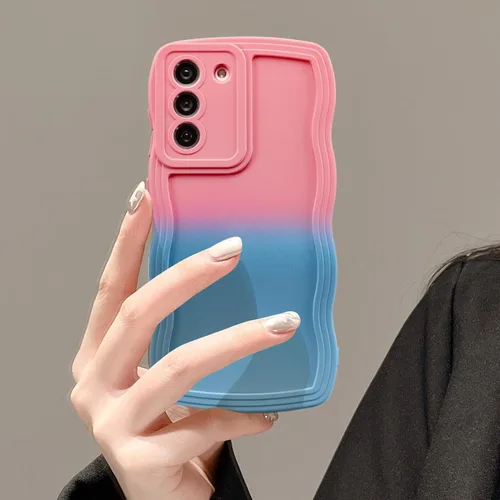 Miniatura 38 de UEEBAI Funda de silicona con marco de ola para Samsung Galaxy S22 5G, funda de teléfono con marco de ola linda, ajuste delgado, amortiguador de Negro