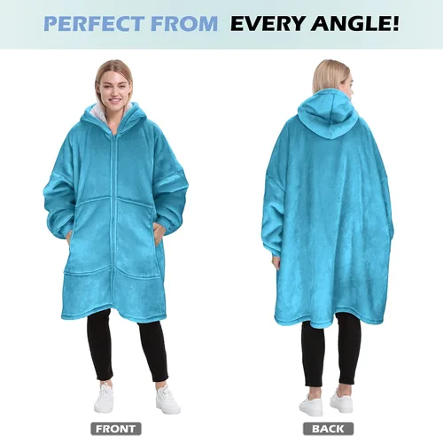 Miniatura 2 de Catalonia Sudadera con capucha con cremallera, abrigo de sherpa de gran tamaño para hombres y mujeres, regalo cómodo para ella, color aguamarina