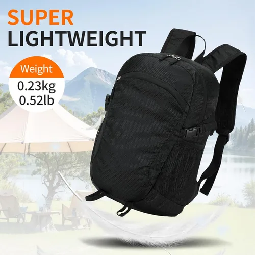 Miniatura 7 de Mochila pequeña de senderismo para viajes, ligera, plegable, mochila de día resistente al agua, mochilas plegables de 15L para viajes, mujeres, Negro