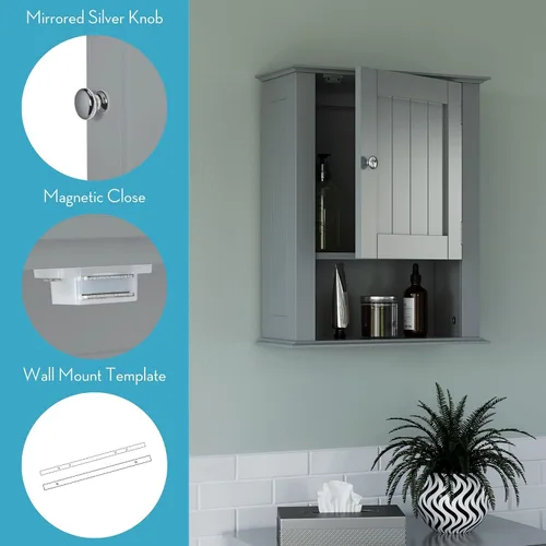 Miniatura 5 de RiverRidge Ashland pared de una sola puerta, gabinete gris, gris
