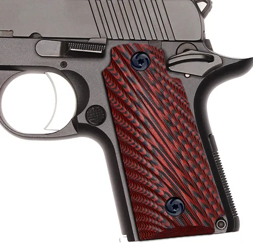 Miniatura 2 de Empuñaduras G10 personalizadas para Kimber Micro Carry 380 ACP G10 Grips con Ambi, Agresivo OPS Starburst Textura 6 opciones de color Rojo/Negro