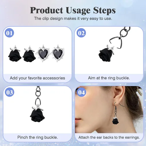 Miniatura 5 de Ganchos para aretes, 50 unidades/25 pares, alambres de oreja de acero inoxidable, ganchos de pez, piezas de joyería hipoalergénicas para hacer joyas