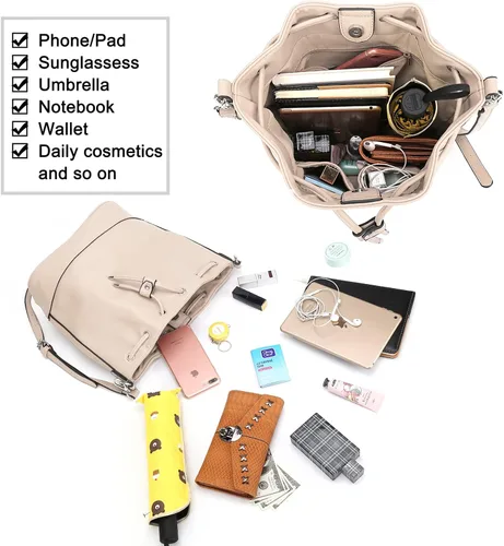 Miniatura 6 de AFKOMST Bolsos y monederos para mujer con cordón y bolsos de hombro con 2 correas desmontables