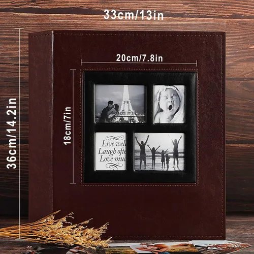 Miniatura 5 de Ywlake - Álbum de fotos de 4 x 6 pulgadas con 500 bolsillos, capacidad extragrande, para fotos familiares o de boda, capacidad para 500 fotos Marrón
