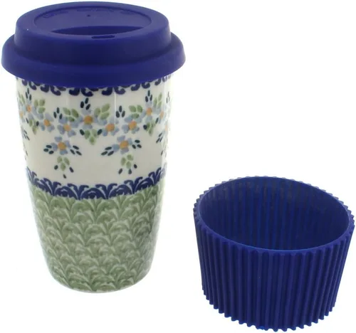 Miniatura 13 de Blue Rose Polish Pottery - Taza de café de viaje de mariposa amarilla y azul - 12 oz - Taza para llevar, se adapta a la mayoría de portavasos