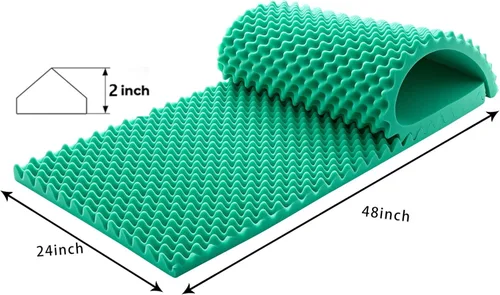 Miniatura 2 de Insonorización eficaz: paneles de espuma insonorizada en forma de caja de huevos ZHOJEREL – 48 x 24 x 2 pulgadas, para reducción de ruido y Verde