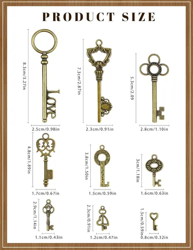 Miniatura 3 de JIALEEY Llaves esqueléticas de la vendimia, lotes a granel al por mayor mezclados bronce antiguo latón esqueleto castillo mazmorra pirata llaves