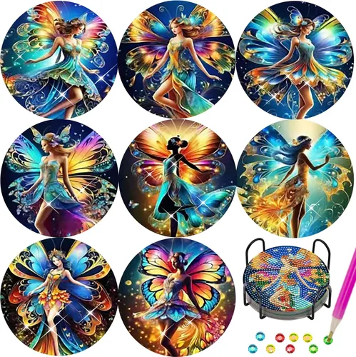 Miniatura 18 de TDOOW 8 Piezas Posavasos de Pintura de Diamante, Posavasos de Arte de Diamante de Girasol para Adultos DIY Posavasos de Arte de Diamante