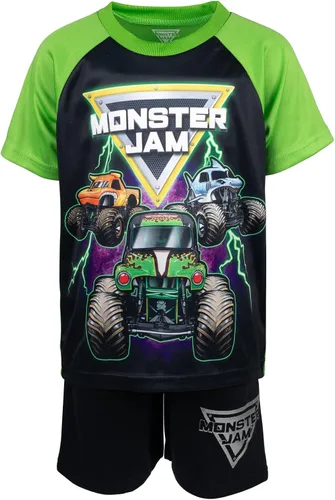 Miniatura 8 de Monster Jam Conjunto de 3 piezas de camiones camiseta sin mangas, pantalones cortos de rizo francés