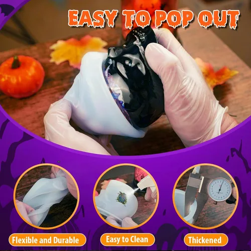 Miniatura 5 de Moldes de resina 3D de calavera de LET'S RESIN, juego de 4 tamaños de moldes de silicona de calavera para resina epoxi, cera de vela, jabón