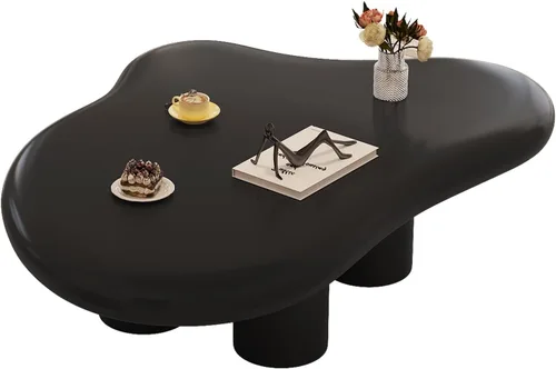 Miniatura 8 de Miuuod Cloud - Mesa auxiliar con 4 patas para sala de estar, mesa central, mesa baja, mesa auxiliar color crema, mesa de sofá de esquina redonda