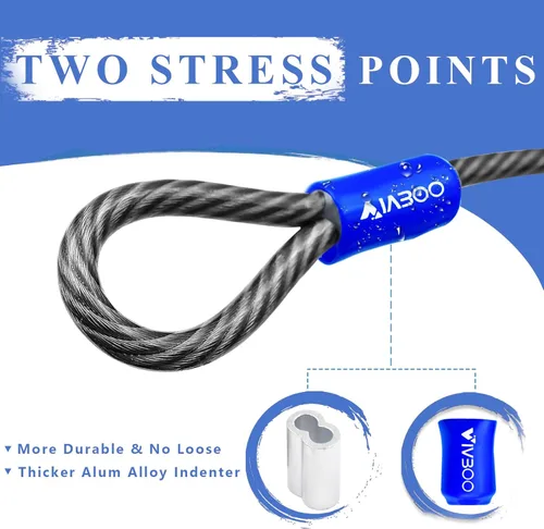 Miniatura 2 de Candado de Seguridad de Cable de Acero de 1/2 Pulgada de Alta Resistencia con Bucles 4FT/6FT/8FT/10FT para Bicicleta, Candado de Cadena de Cable