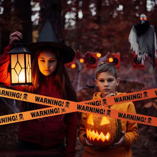 Miniatura 2 de Paquete de 3 cintas de terror de Halloween – Advertencia – Enter If You Dare – Haunted Keep Out, decoración de Halloween de 3 pulgadas x 90 pies