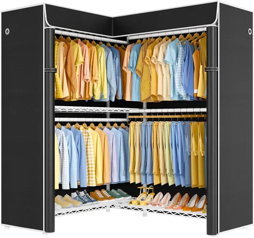 Miniatura 11 de ULIFHOME E15C Pro - Perchero en forma de L para esquina, perchero independiente para colgar ropa, sistema de armario resistente de 48.8 pulgadas