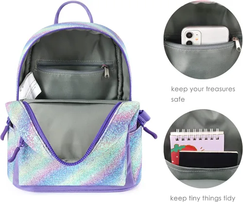 Miniatura 5 de mibasies Mini mochila para niñas y niños, monedero arcoíris