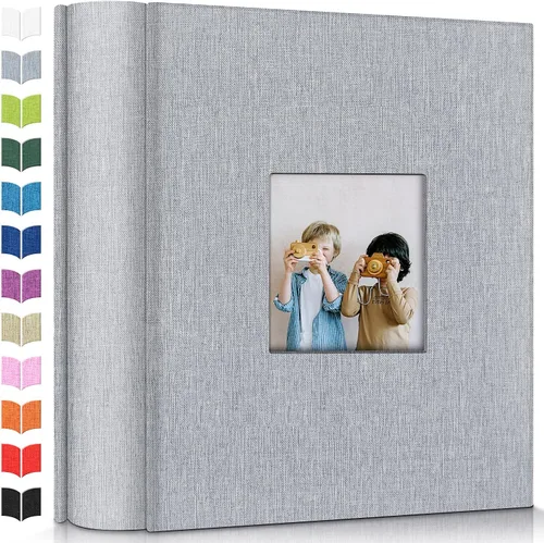 Miniatura 41 de Álbum de fotos Artfeel 4x6 con 300 bolsillos, álbumes de fotos deslizables, libro de memorias con cubierta de lino y ventana frontal, libro de fotos