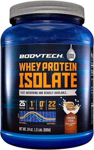 Miniatura 8 de BODYTECH Proteína de suero aislado en polvo - 25g de proteína por porción con BCAA - Absorción rápida para el crecimiento muscular y recuperación