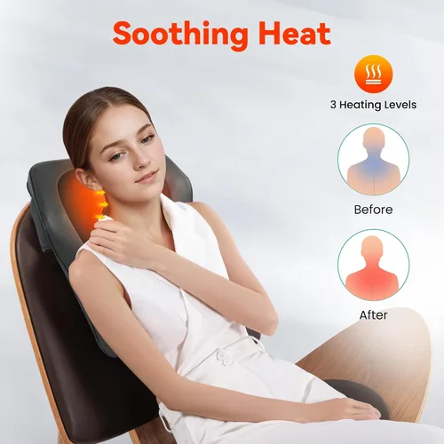 Miniatura 5 de Snailax Masajeador de cuello con calor, masajeador de espalda Shiatsu 4D para aliviar el dolor de tejido profundo, amasar, calentar y vibración