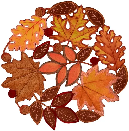 Miniatura 7 de Camino de mesa bordado de hojas de otoño para Acción de Gracias, decoraciones de cosecha de otoño (14 x 34 pulgadas)