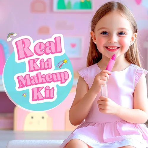 Miniatura 2 de ULOVEME Kit de maquillaje real para niñas con bolso esponjoso, juguete de maquillaje real, no tóxico, lavable, juguetes de Umicorn, regalo