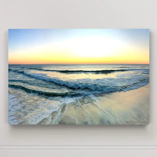 Miniatura 27 de Renditions Gallery - Impresiones de arte natural en lienzo, puesta de sol vespertina en playa de arena tranquila, obra de arte para colgar