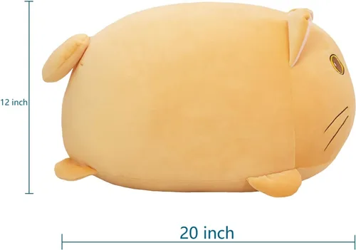 Miniatura 2 de YESGIRL Almohada de felpa de gato súper suave de 20 pulgadas, adorable juguete de peluche, peluche de gato kawaii gordito para niños y niñas, bonita