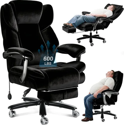 Miniatura 9 de Silla de oficina grande y alta de 600 libras para personas pesadas, silla de escritorio de oficina ejecutiva resistente y cómoda con soporte lumbar
