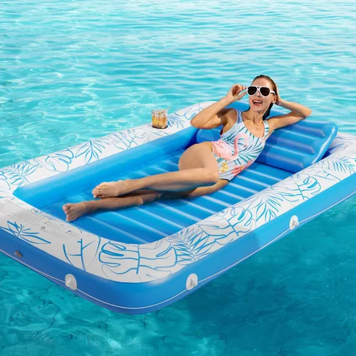 Miniatura 6 de Jasonwell - Flotador inflable para piscina, 4 en 1, almohadilla para tomar sol para adultos, relajarse en la piscina, flotador lleno de juguetes