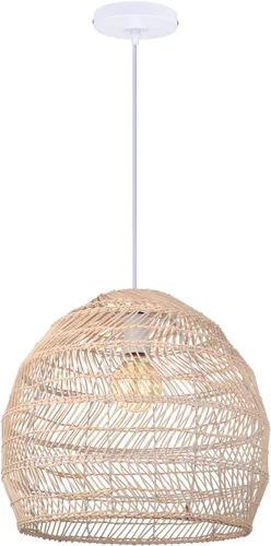 Miniatura 4 de Arturesthome Lámpara colgante de techo tejida rústica de 15.7 pulgadas, candelabros de ratán, luz colgante para casa de campo, cocina, isla y comedor