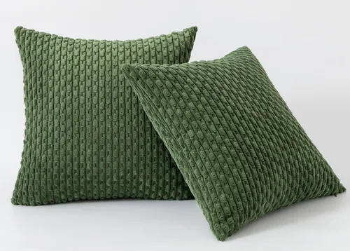 Miniatura 127 de K Kevin Textile - Juego de 2 fundas de almohada decorativas de corduroy suave azul con rayas estilo bohemio, fundas de almohada para sofá, cama