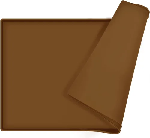 Miniatura 32 de Tapete de comida para perros, bandeja de comida impermeable de silicona, mantel individual antideslizante para mascotas, borde elevado de 0.6