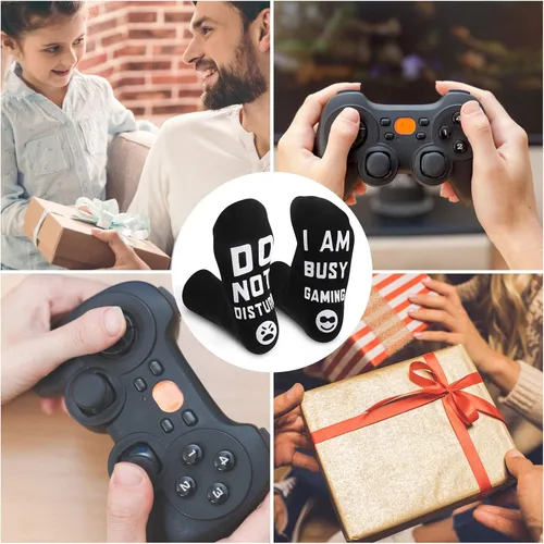 Miniatura 6 de Calcetines con texto en inglés "Do Not Disturb I'M Gaming", regalo para adolescentes y niños, calcetines para jugadores, para hombres, padre, papá
