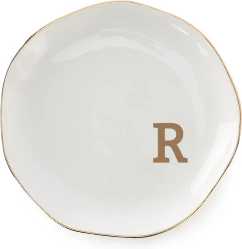 Miniatura 18 de Bandeja de joyería con iniciales para anillos con monograma en S, regalos de compromiso de boda para mujeres, amigas, hermana, cerámica blanca