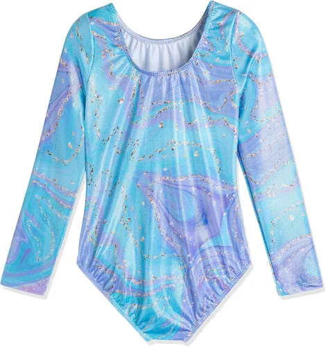Miniatura 138 de HOZIY - Leotardos de manga larga para niñas, de gimnasia, para niños pequeños, trajes florales de unicornio, galaxia, arco iris, patrón de rayas