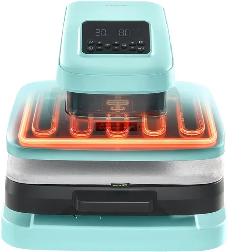 Miniatura 12 de Máquina de presión de calor automática VEVOR, 15 x 15 pulgadas, máquina de estampado para playeras con liberación automática y presión ajustable