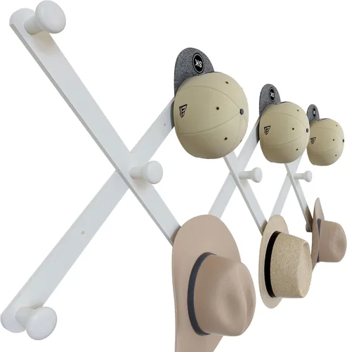 Miniatura 10 de SKOLOO Perchero Grande para Sombreros de Pared, Colgador de Pared de Acordeón de Madera, Moderno, Ganchos Expandibles para Abrigos, Perchero