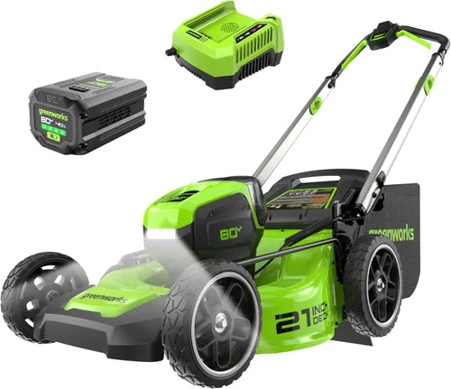 Miniatura 16 de Cortacésped inalámbrico Greenworks de 80 V, 21 pulgadas sin escobillas (compatible con 75+ herramientas), incluye (2) baterías de 2.0 Ah y cargador
